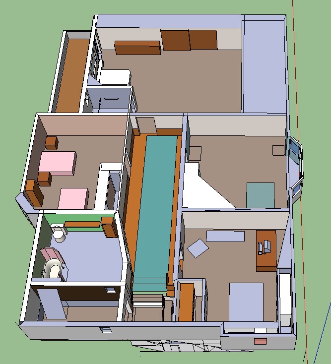 Full House House Floor Plan Second Floor 3D